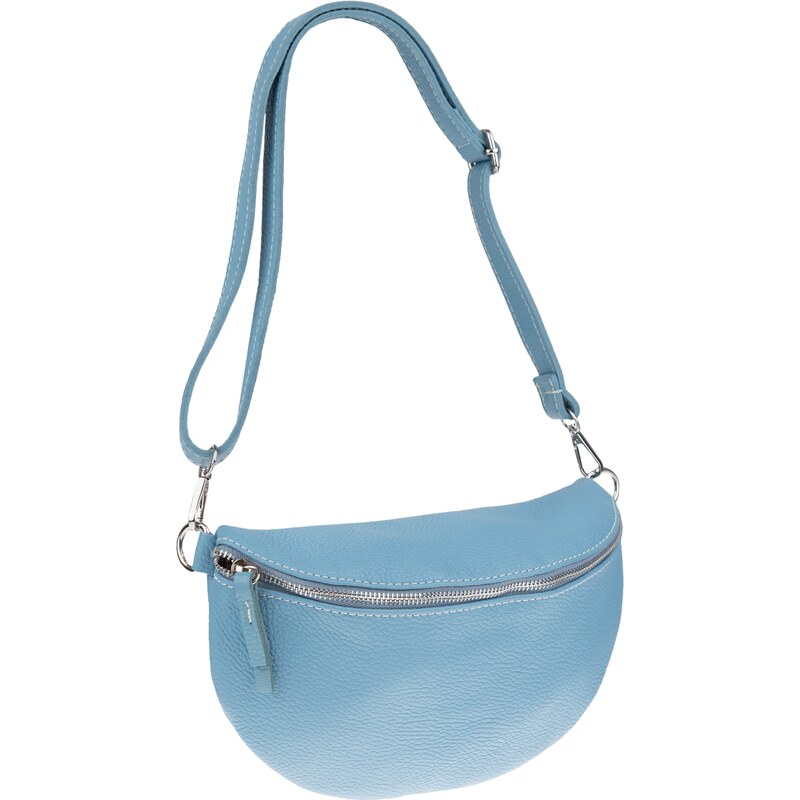 Modrá kožená talianska crossbody kabelka Reni Grande Blu Chiaro 43098177