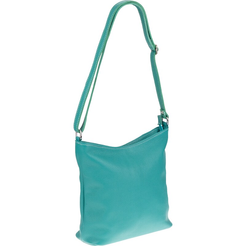 Tyrkysová kožená talianska crossbody kabelka Ebe Turchese NovaKabelka 43125259