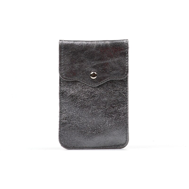 Blaire Kožená mini kabelka Jessi na telefón kovovo strieborná 64987921