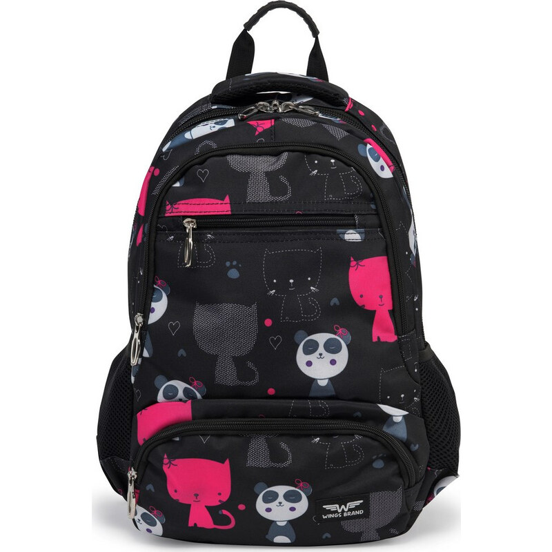 WINGS Čierny batoh s púzdrom - Panda BP20-01 BACKPACK BLACK PANDA 57951603