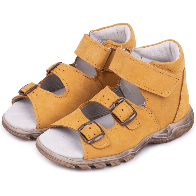 Vlnka Detské kožené sandále Zaza žltá veľkosti obuvi - deti 27