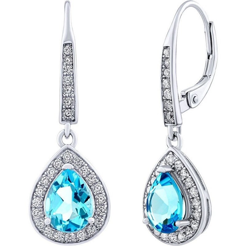 Silvego Strieborné náušnice BRISA so Swiss Blue Topazom a Brilliance 66588583