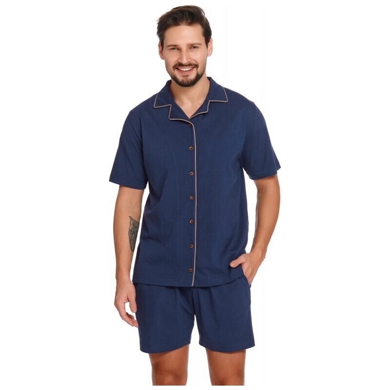 DOCTOR NAP Tmavomodré pánske krátke pyžamo klasického strihu 43206367