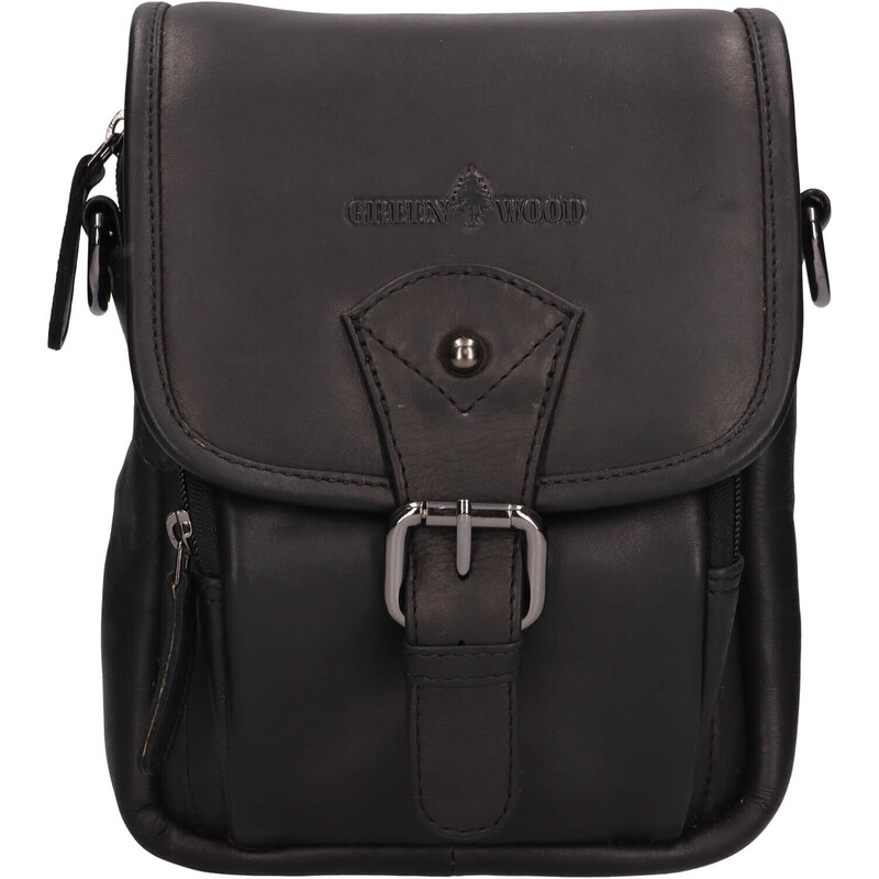 Pánska kožená taška cez rameno Greenwood Damian - čierna 43210236