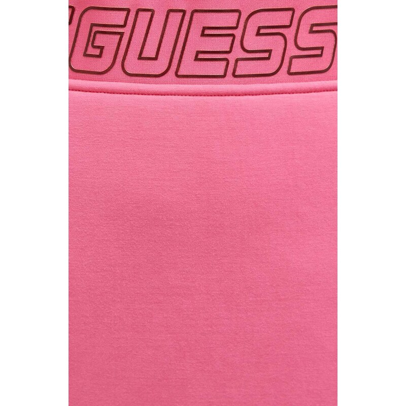 Sukňa Guess ružová farba, mini, rovný strih