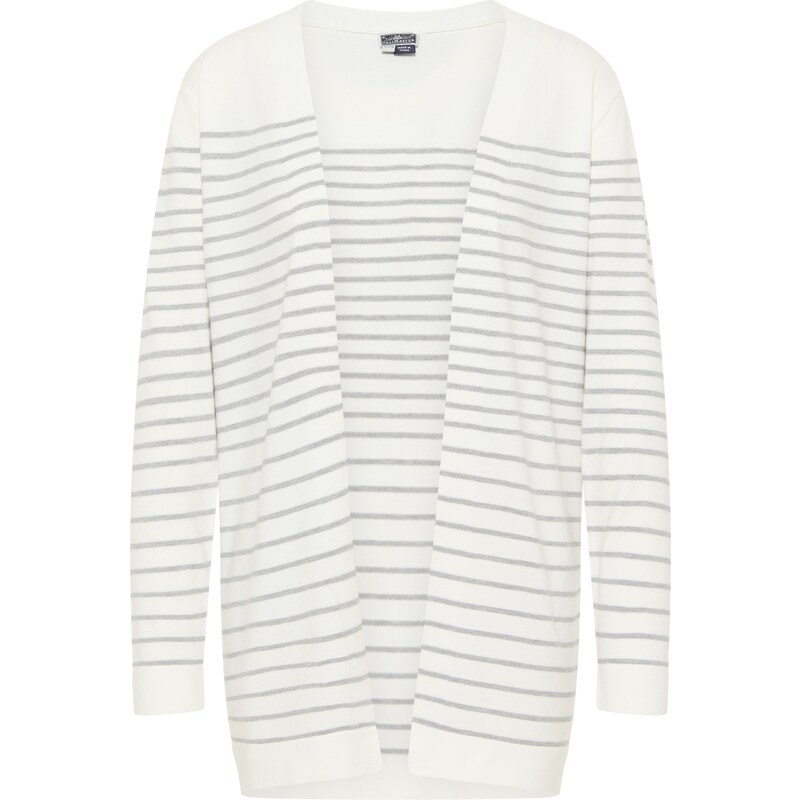 DreiMaster Maritim Kardigán sivá melírovaná / biela ako vlna 54246481