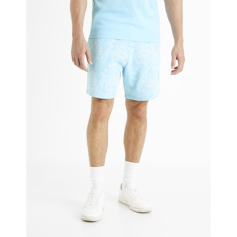 Svetlomodré pánske vzorované teplákové kraťasy Celio Doplaced 66926651