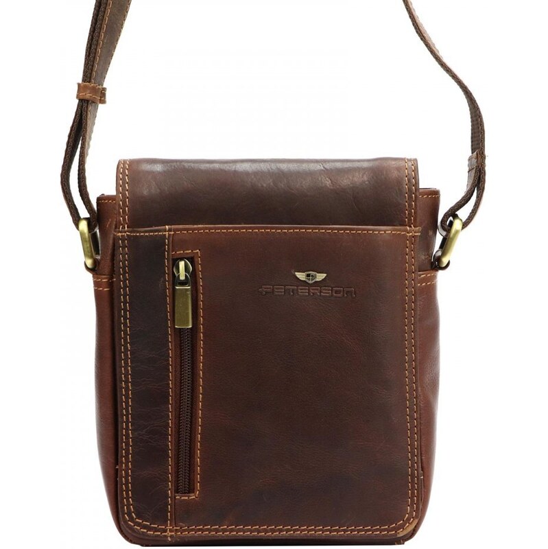 Peterson Pánska kožená taška cez rameno HAMLET koňak 43245654