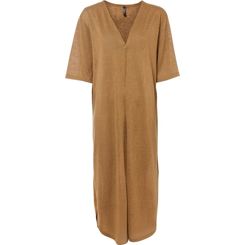 bonprix Pletený sveter v plátenom vzhľade, farba béžová 51029669