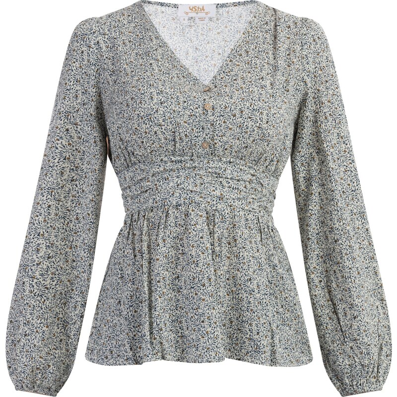 usha FESTIVAL Blúzka Rakata hnedá / čierna / šedobiela 54244535