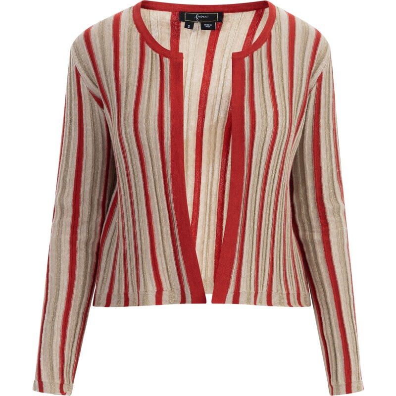 faina Kardigán béžová melírovaná / zlatá / karmínovo červená 54246510