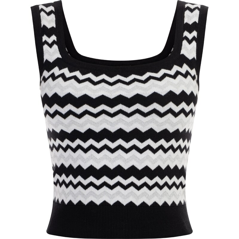 faina Vyšívaný top čierna / strieborná / biela 54246518