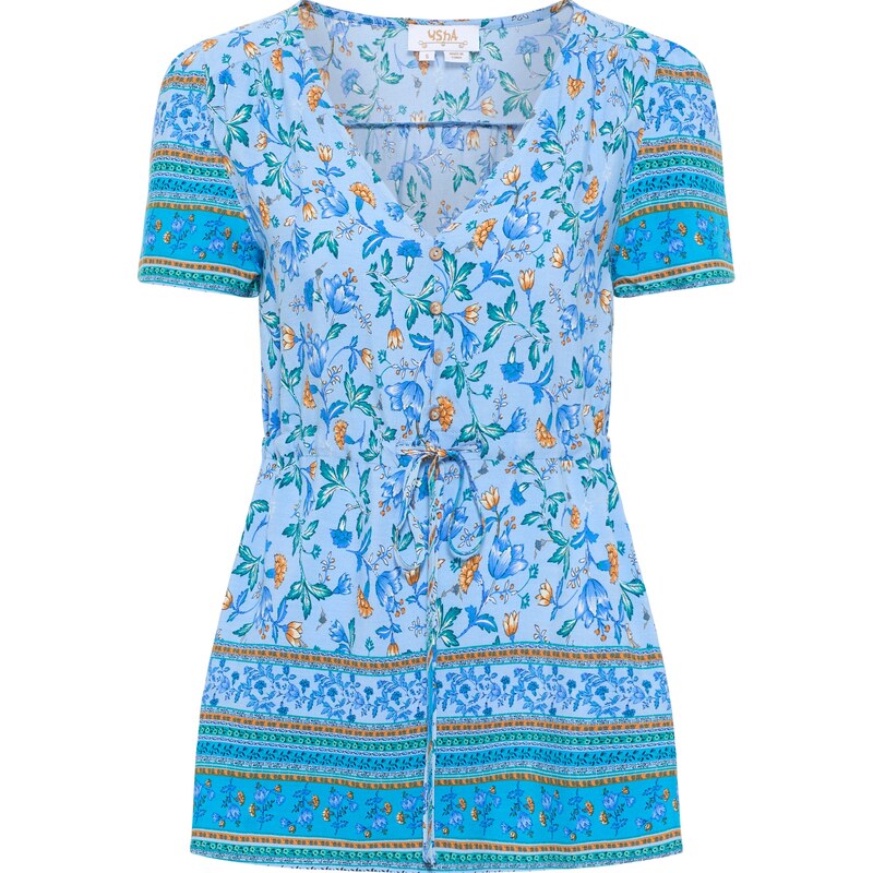 usha FESTIVAL Blúzka svetlomodrá / nefritová / oranžová / biela 57261245