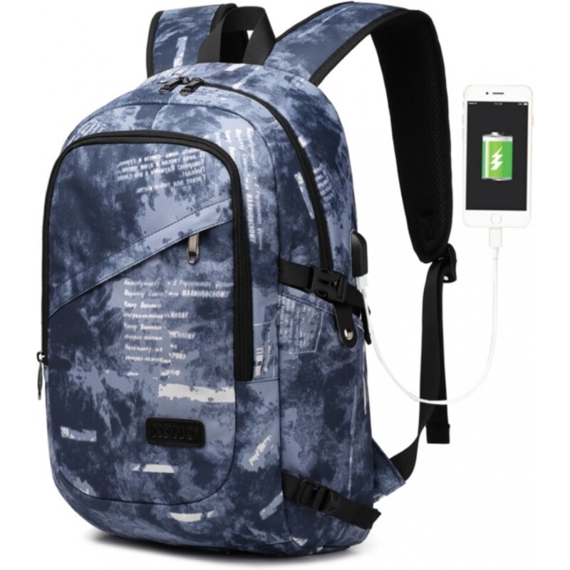 KONO Ruksak - školský, pracovný s usb nabíjaním, modrý 46487100