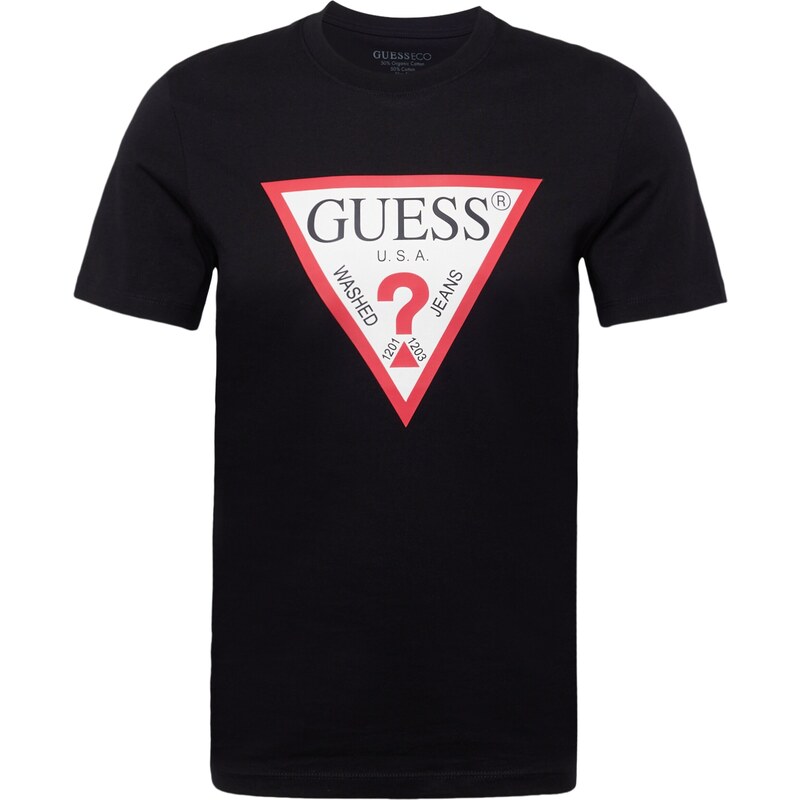 GUESS Tričko jasne červená / čierna / biela ako vlna 43483933