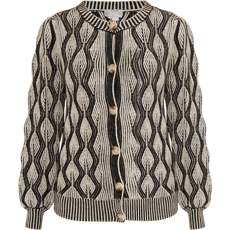 Usha Kardigán Sivene čierna / biela ako vlna 54235193