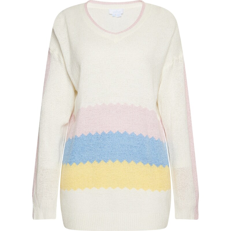 usha BLUE LABEL Sveter modrá / žltá / staroružová / biela 54246498