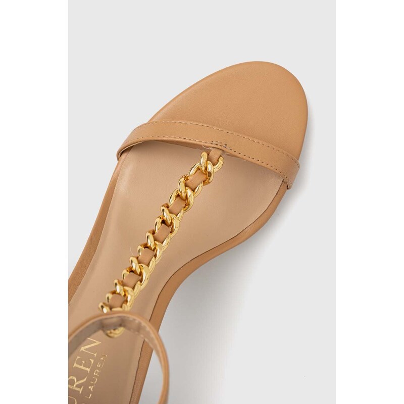Kožené sandále Lauren Ralph Lauren KATE béžová farba, 802884093006