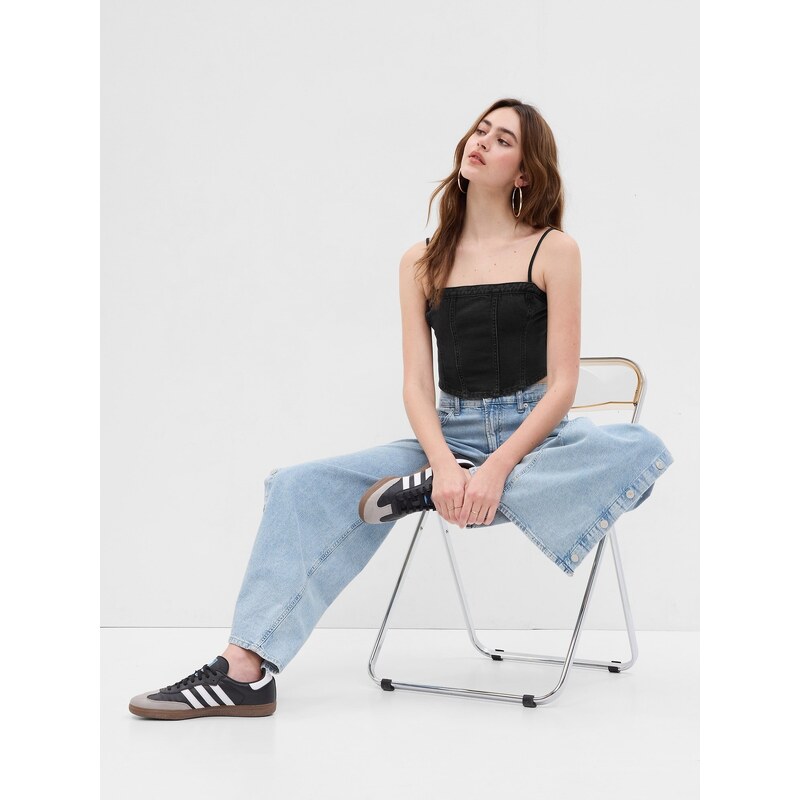 Čierny dámsky džínsový crop top Gap 50515626
