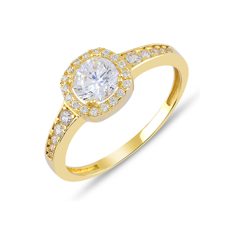 Lillian Vassago Žiarivý zlatý prsteň so zirkónmi LLV59-GR012
