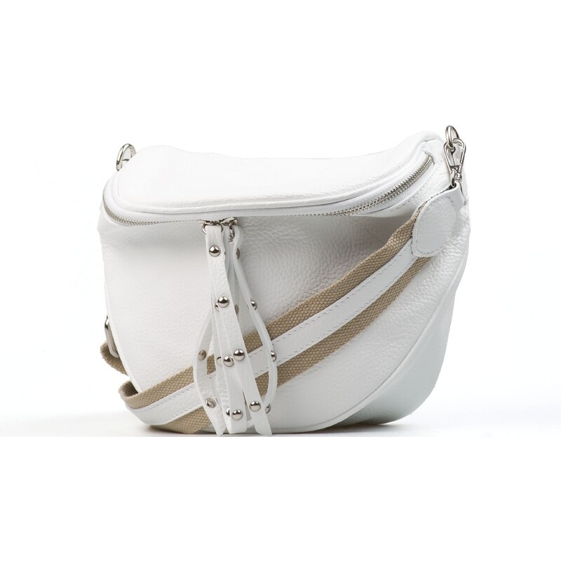 Blaire Kožená crossbody oblička Merle biela 68533972