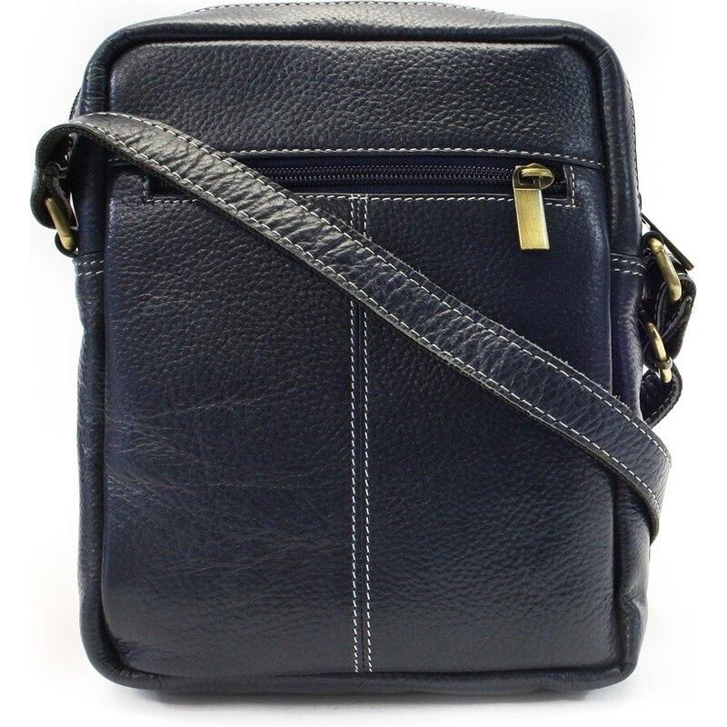 Arwel Tmavo modrý pánsky kožený zipsový crossbag 215-1218-97