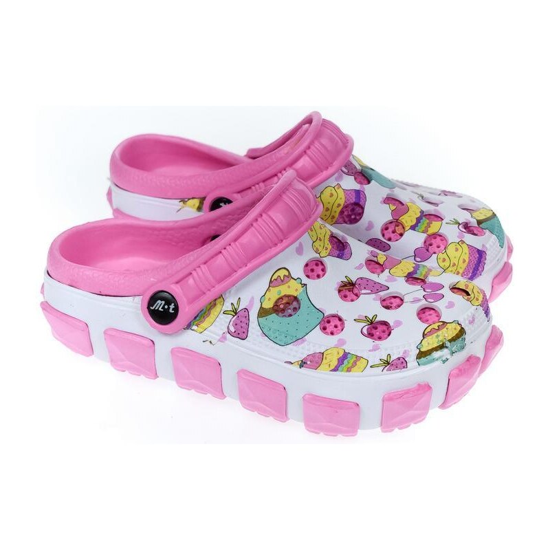 JOHN-C Detské bieloružové gumené šľapky ANNIE 43324460