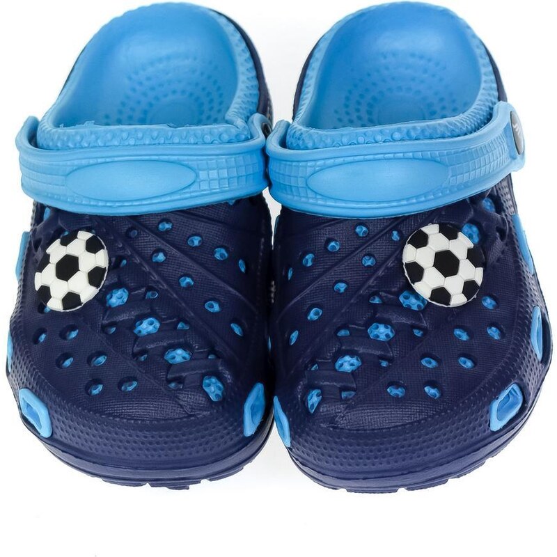 JOHN-C Detské modré gumené šľapky FOOTBALL