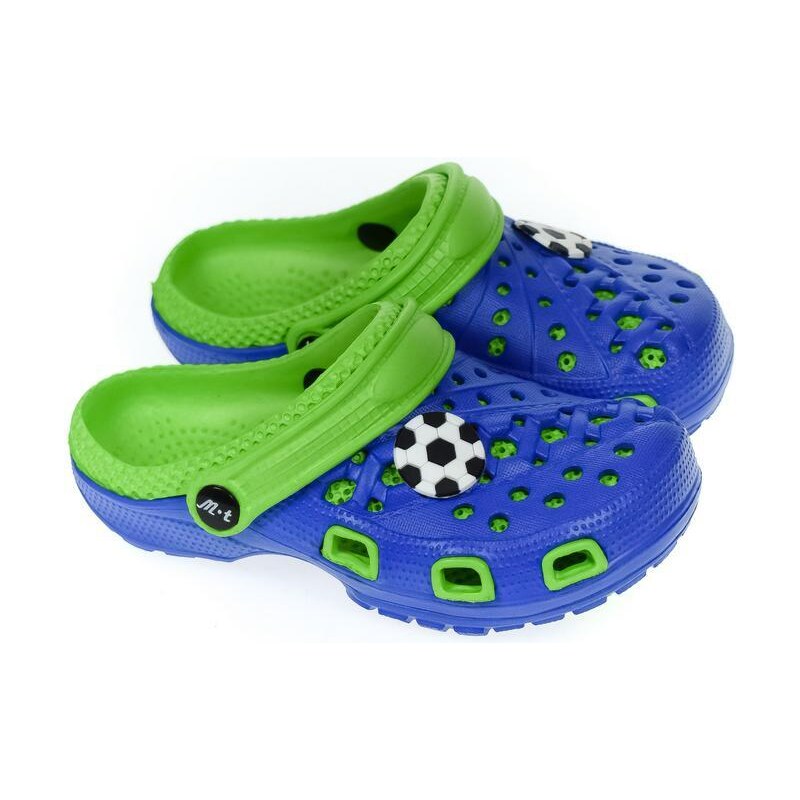 JOHN-C Detské modré gumené šľapky FOOTBALL 43324454