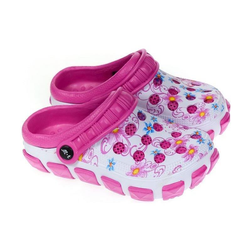 JOHN-C Detské bieloružové gumené šľapky ANNIE 43324461
