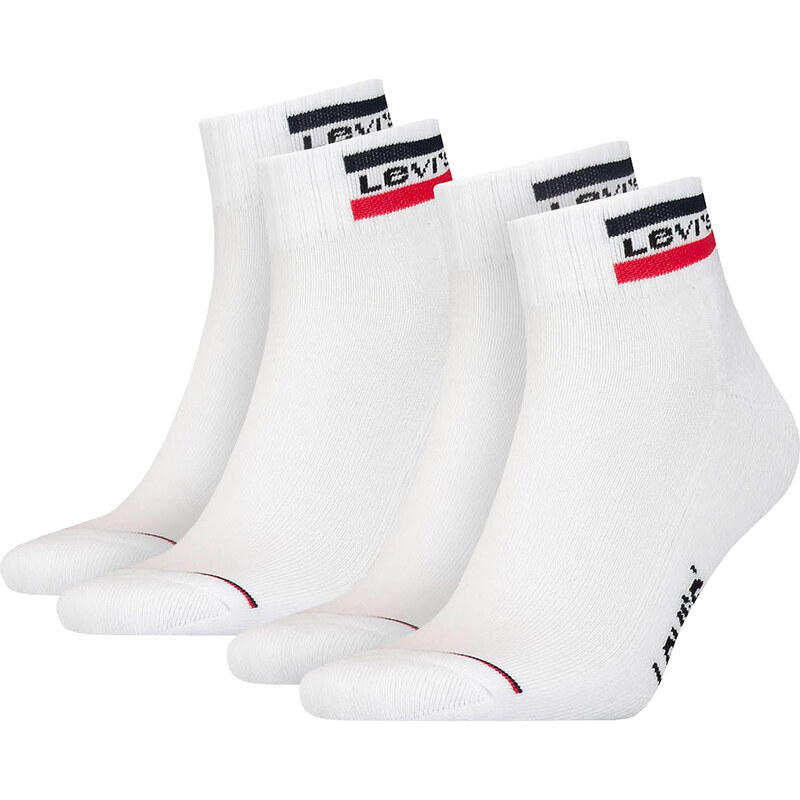 LEVI`S - 2PACK Levi`s logo quarter sportswear biele ponožky