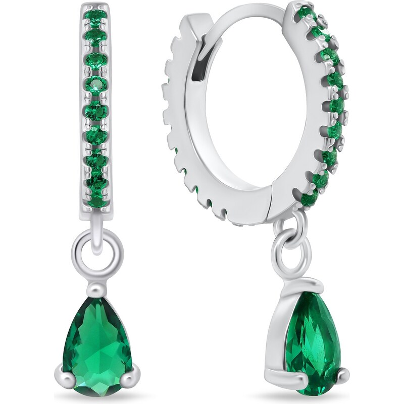 Brilio Silver Strieborné náušnice kruhy so zelenými zirkónmi EA757WG 66596137