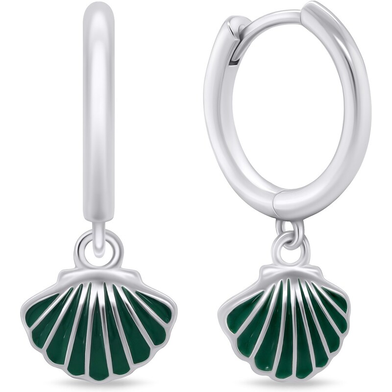 Brilio Silver Dizajnové strieborné náušnice s mušľou EA759WG 66578342