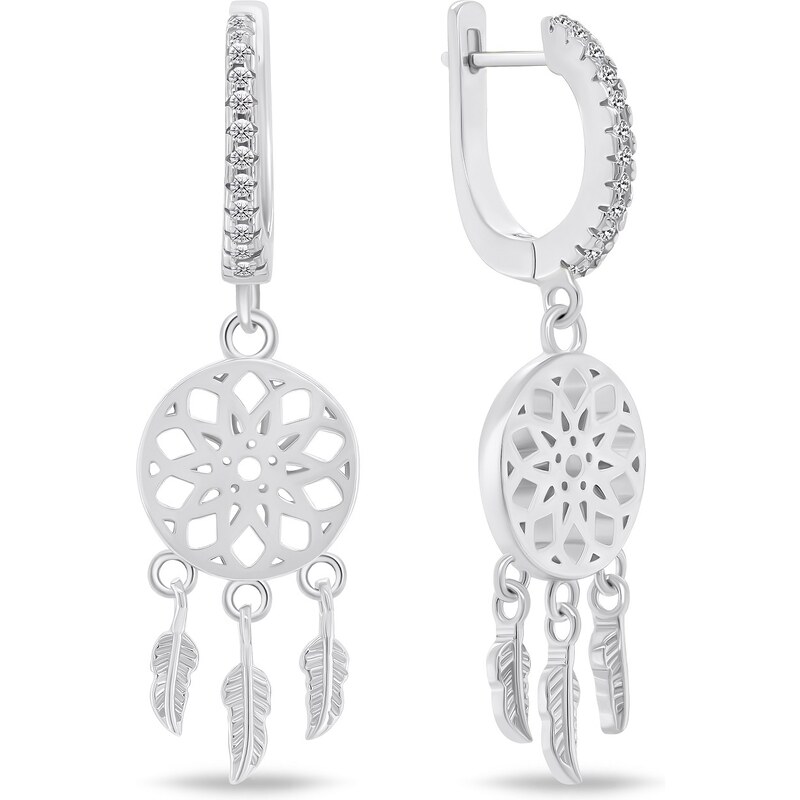 Brilio Silver Originálne strieborné visiace náušnice Lapač snov EA733W 66585999