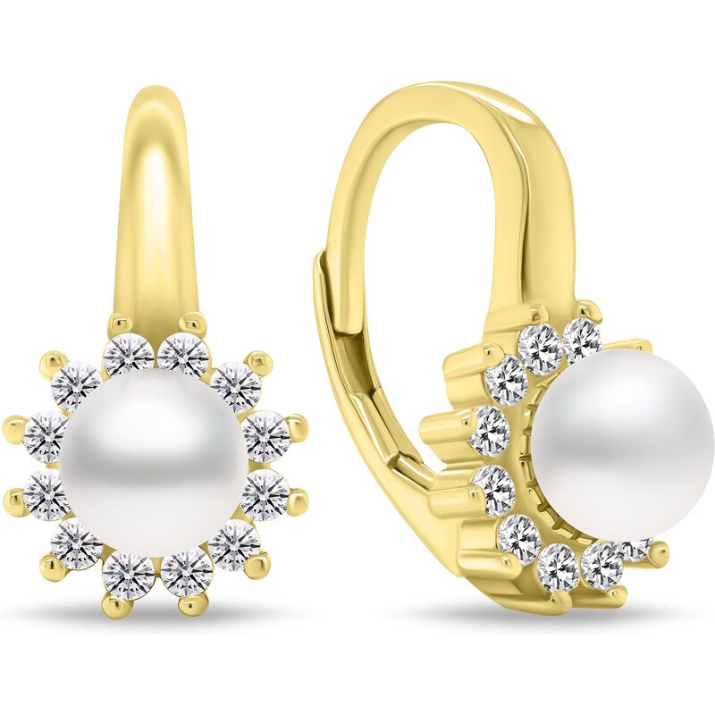 Brilio Silver Elegantné pozlátené náušnice so zirkónmi EA788Y 66590152