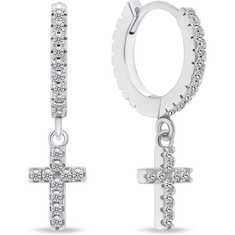 Brilio Silver Trblietavé okrúhle náušnice Cross EA736W 66579467