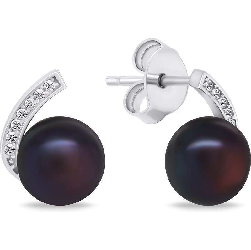 Brilio Silver Štýlové strieborné náušnice s perlou a zirkónmi EA787WBC 66582254