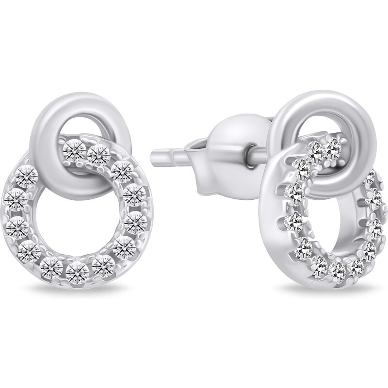 Brilio Silver Slušivé strieborné náušnice so zirkónmi EA779W 66585203