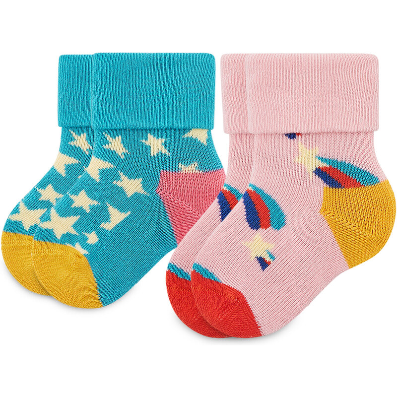 Súprava 2 párov vysokých detských ponožiek Happy Socks
