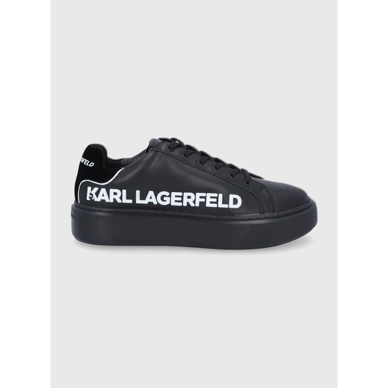 Kožená obuv Karl Lagerfeld MAXI KUP čierna farba, na platforme