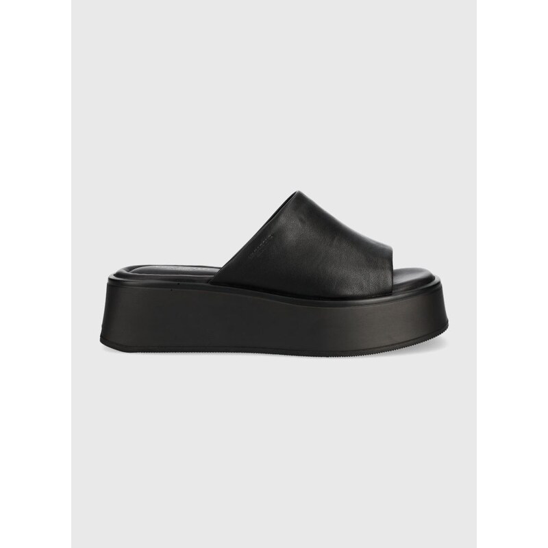 Kožené šľapky Vagabond Shoemakers Courtney dámske, čierna farba, na platforme, 5334-601-92