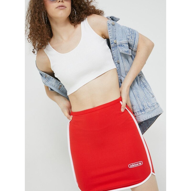 Sukňa adidas Originals červená farba, mini, puzdrová