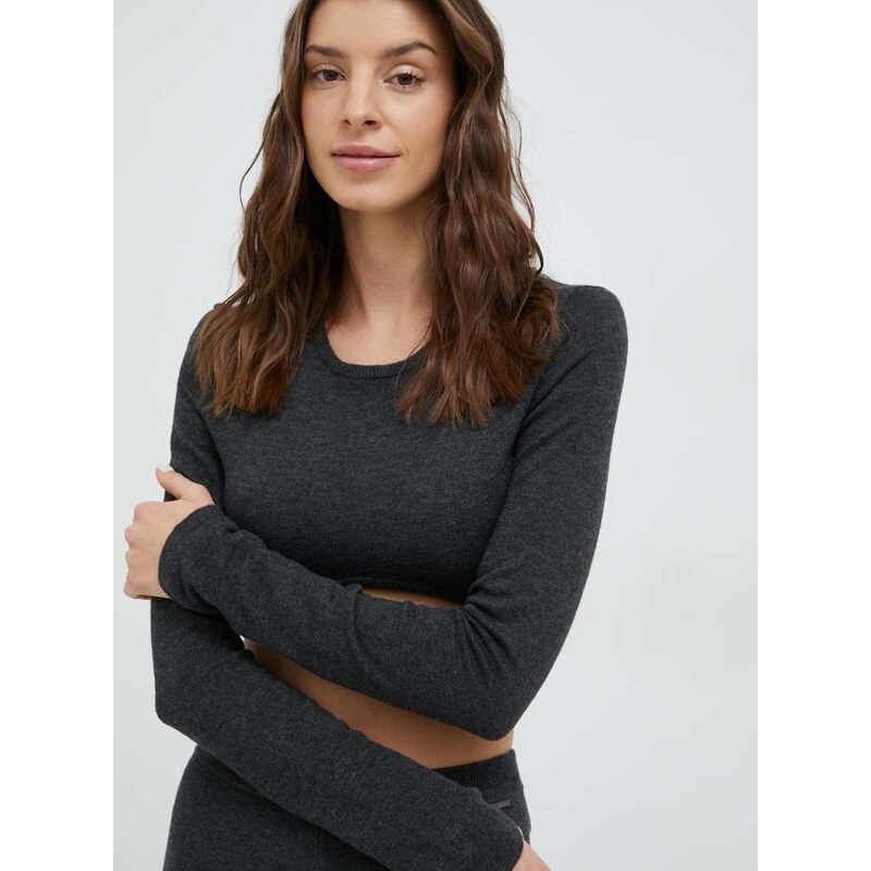 Vlnené tričko s dlhým rukávom Calvin Klein Underwear šedá farba