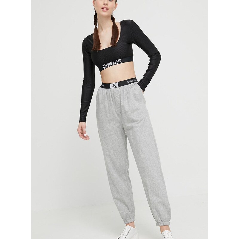 Bavlnené nohavice Calvin Klein Underwear šedá farba, melanžové, 000QS6943E