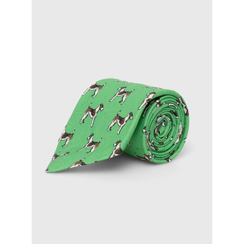 Ľanová kravata Polo Ralph Lauren zelená farba