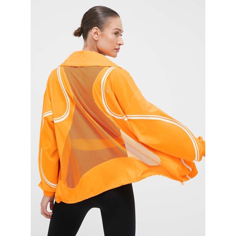 Vetrovka adidas by Stella McCartney TruePace oranžová farba, prechodná, oversize