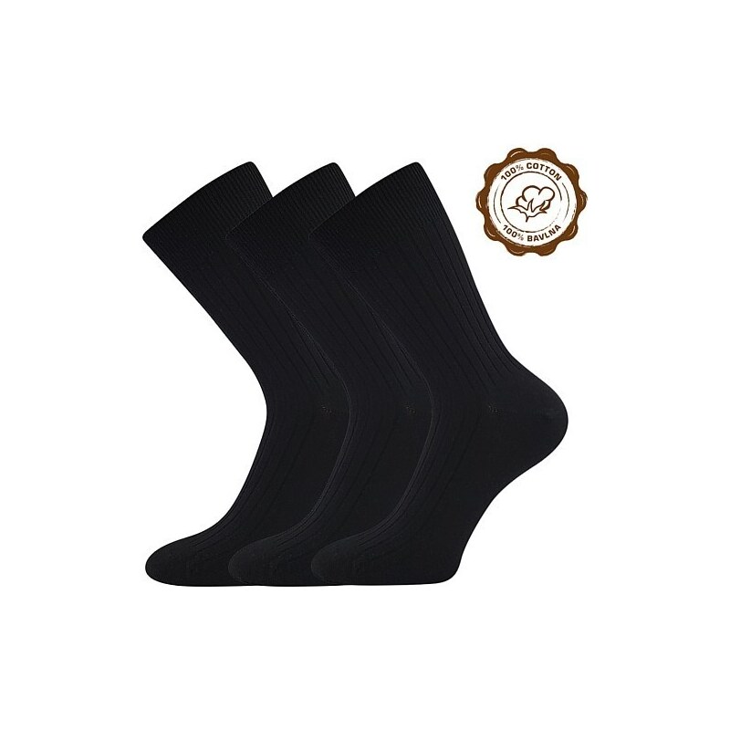 ZEBRAN rebrované 100% bavlnené ponožky Lonka Čierna 41-42 3 páry 43396356
