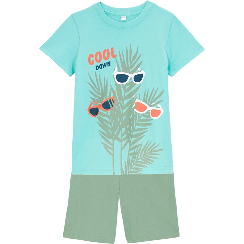 bonprix Tričko a šortky (2-dielna sada), z bio bavlny, farba zelená 44957204