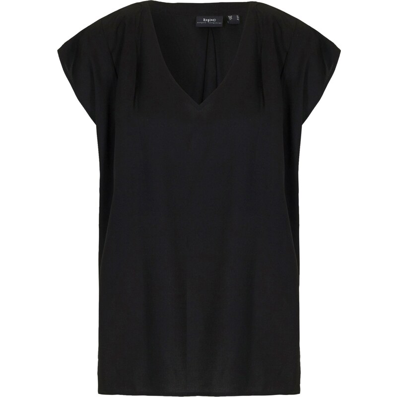 bonprix Blúzka s krátkym rukávom, z padavej viskózy, farba čierna 44812727