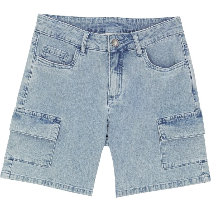 bonprix Kapsáčové džínsové dievčenské bermudy, farba modrá, rozm. 134